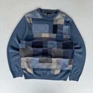Vintage Color Block Blue Sweater
